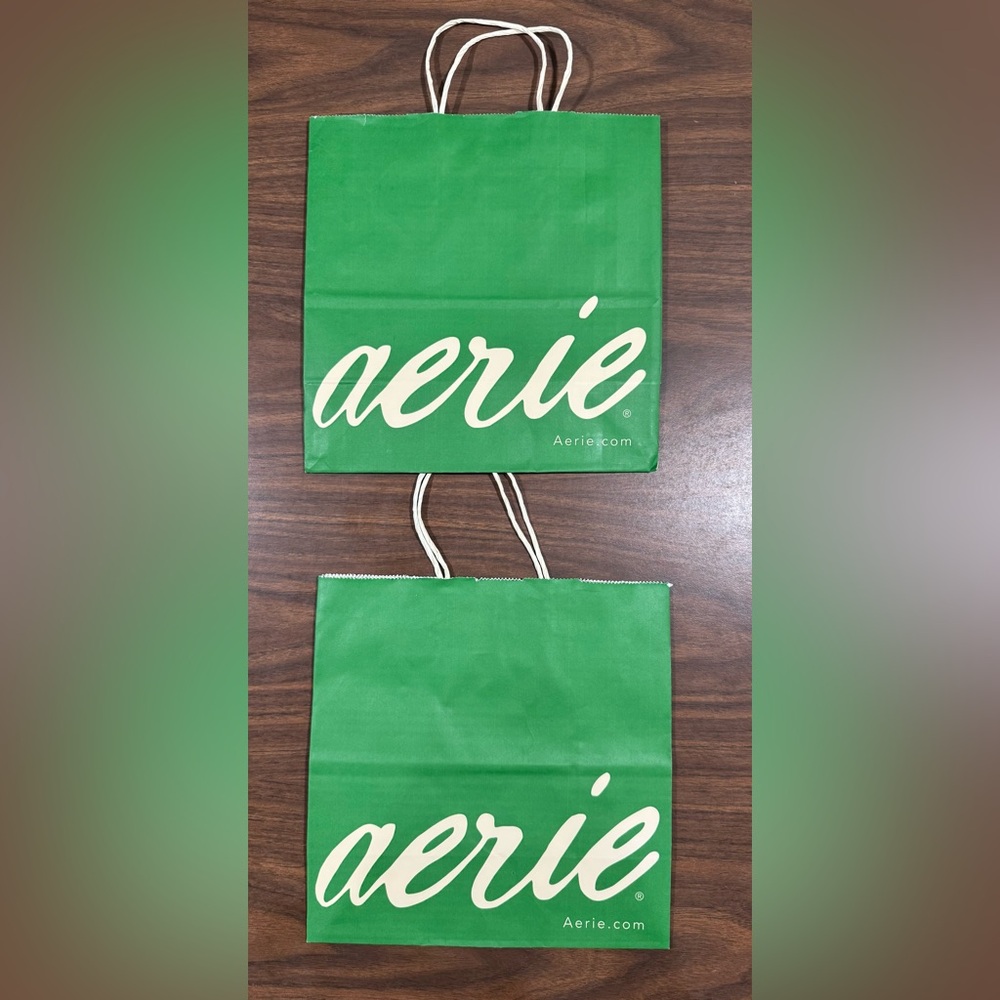 2 Aerie green shopping bags